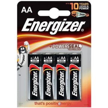 Baterii alcaline AA Energizer 7638900246599, 1.5V, 4 buc