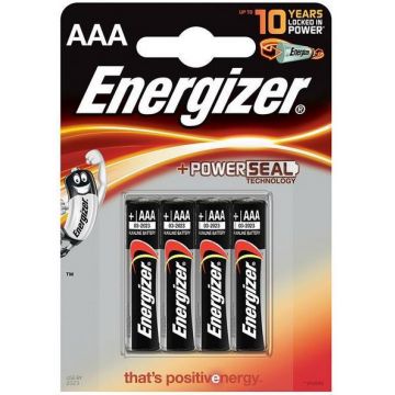 Baterii alcaline AAA Energizer 7638900247893, 1.5V, 4 buc