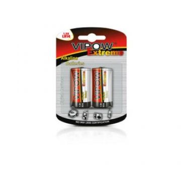 Set 2 baterii superalcaline extreme R14 Vipow, 1,5V, blister