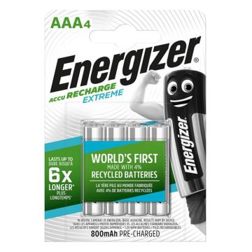 Acumulatori Extreme AAA Energizer, R3, 1.2V, 800 mAh, 4 buc/set