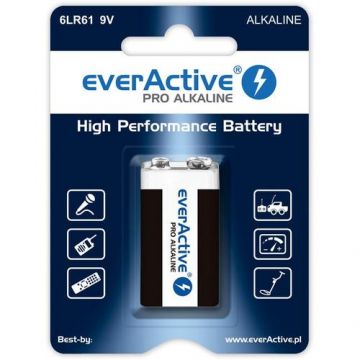 Baterie Everactive Alcalina 6LR61, 9V, Pro Alkaline, blister