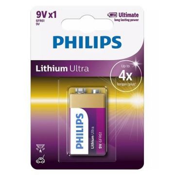 Baterie Philips 6FR61LB1A, Lithium Ultra 9V, 1 bucata