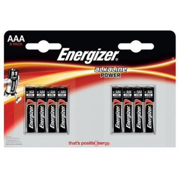 Baterii alkaline AAA Energizer, 8 buc/set