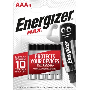 Baterii Energizer Max AAA, LR03, 1.5V, 4 buc/set