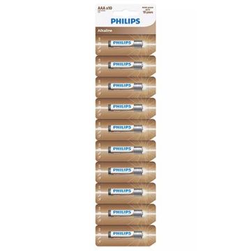 Baterii Philips LR03AL10S, Alkaline, AAA LR03, 10 buc