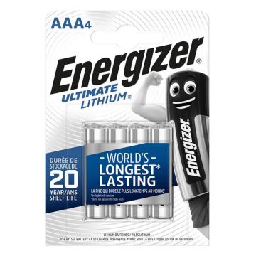 Baterii Ultimate Lithium Energizer, AAA, L91, 1.5V, 4 buc/set