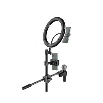 Trepied Extensibil Mcdodo TB-7980 Selfie Light Ring cu suport microfon (Negru)