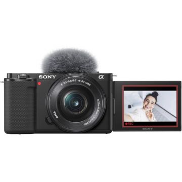 Aparat foto Mirrorless Sony Alpha ZV-E10, 24.2 MP, 4K, Stabilizare imagine, Bluetooth, Negru
