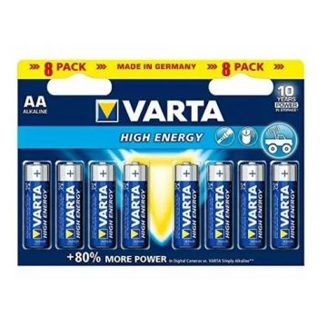 Baterii Alcaline VARTA High Energy AA, 8 buc