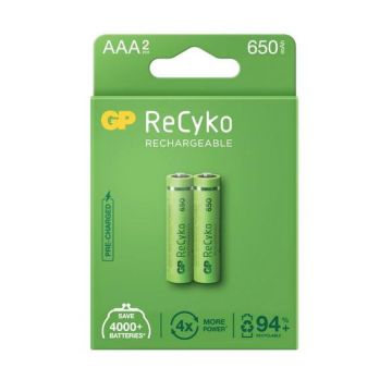 Baterii reincarcabile ReCyko GP GPRHCH63E000, 650 mAh, AAA (R03), 2 buc (Verde)