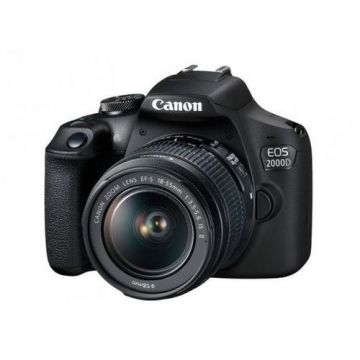 Canon EOS 2000D + EF-S 18-55mm f/3.5-5.6 IS II, 24.1 MP, 3.5F - 5.6F, Wi-Fi, NFC (Negru)