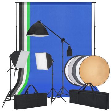 Kit studio foto cu lumini softbox fundaluri și un reflector