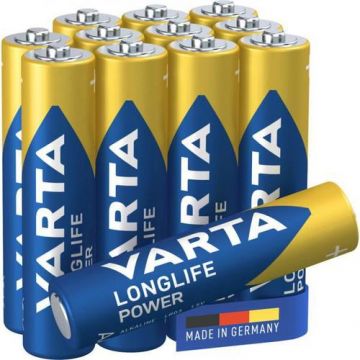 Set 12 baterii alcaline Varta Longlife Power 1.5v AAA lr03