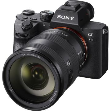 Aparat foto Mirrorless Sony Alpha A7III, 24.2 MP, Full-Frame, E-Mount, 4K HDR, 4D Focus, Wi-Fi, NFC, ISO 100-51200, Negru + Obiectiv SEL24105G 24-105 mm, Negru