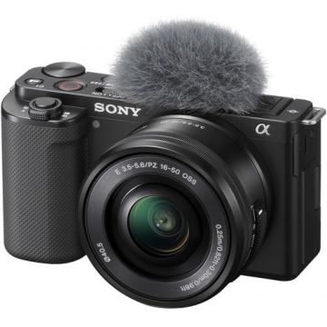 Aparat foto Mirrorless Sony Alpha ZV-E10, 24.2MP, 4K, Negru + Obiectiv 16-50mm