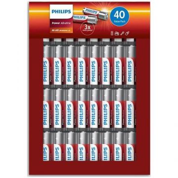 Baterii Philips Envelope, Alkaline, AA, 40 buc