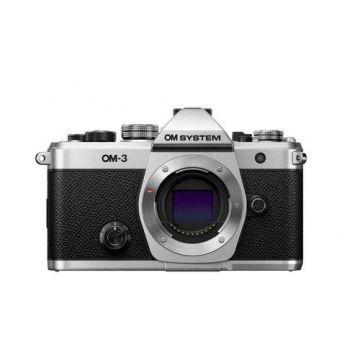 Aparat Foto Mirrorless OM System OM-3, 20MP Video 4K, Body only, Wi-Fi, Bluetooth, Micro HDMI, Micro HDMI, Montura MFT (Argintiu/Negru)
