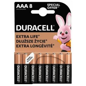 Baterie alcalina Duracell MN2400 LR03 AAA, 8 bucati
