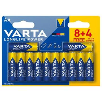 Baterie Alcalina VARTA LONGLIFE POWER, AA LR06, 8+4 bucati