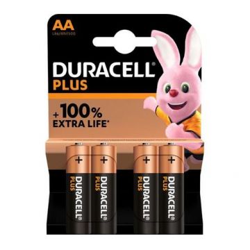 Baterie Duracell Alkaline Plus, AA / LR6, Set 4 bucati MN1500