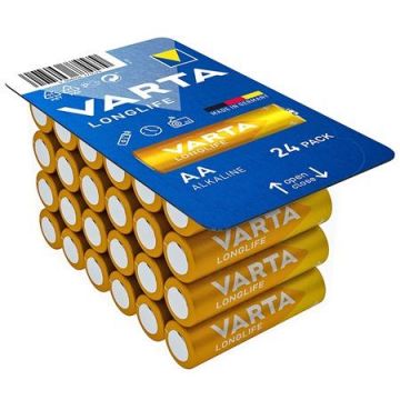 Baterii Alcalione VARTA LONGLIFE AA LR06, 24 bucati