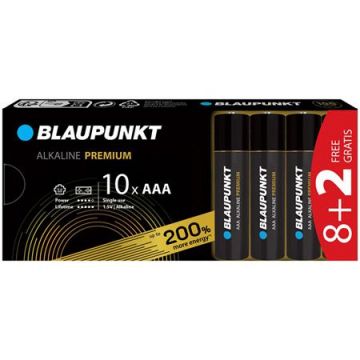 Baterii Blaupunkt Premium BATBLR3, Alkaline, AAA LR3, 8+2 bucati