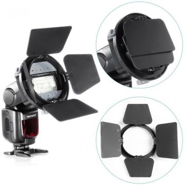 Falcon Eyes Barndoor (voleti) pentru blitz pe patina cu adaptor universal FalconEyes