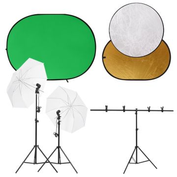 Gossi kit studio foto cu set de lumini, ecran de fundal si reflector