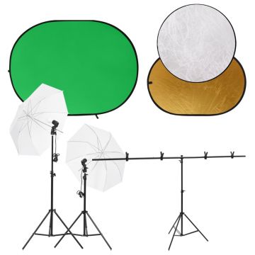 Gossi kit studio foto cu set de lumini, ecran de fundal si reflector