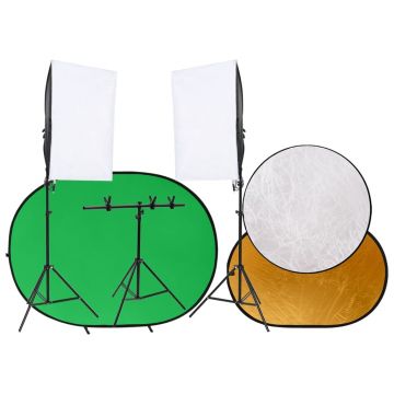 Gossi kit studio foto cu set de lumini, ecran de fundal si reflector