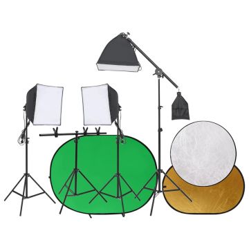 Gossi kit studio foto cu set de lumini, ecran de fundal si reflector