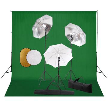 Gossi set studio foto cu lampi, umbrele, fundal si reflector