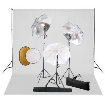 Gossi set studio foto cu lampi, umbrele, fundal si reflector
