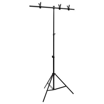 Gossi suport de fundal in forma de t, negru, 91x60x(70-200) cm