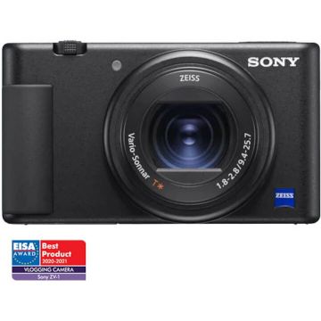 Sony Camera foto compacta Sony ZV-1 dedicata pentru vlogging, Rezolutie 20MP, 24-70mm, F1.8 ISO 12800, 1/2000s, 4K @30fps, Negru