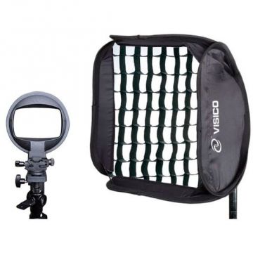 Visico Softbox Visico 40x40cm cu grid honeycomb si flash holder EB-063