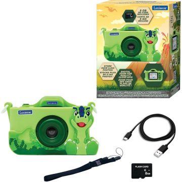 Aparat Foto pentru Copii DJ078DINO cu Husa si Card SD 8GB Inclus Verde