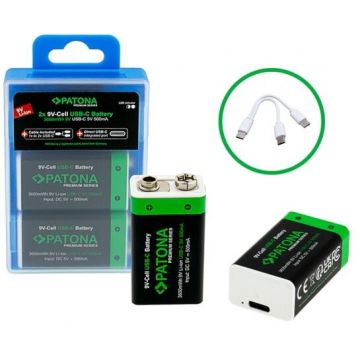 Patona Acumulator Patona Premium 6F22  9Volti cu incarcare USB-C - 1413