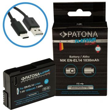 Patona Acumulator replace Patona Platinum EN-EL14  1030mAh pentru Nikon D3100 D5100 P7000-1400