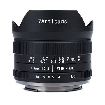 7Artisans Obiectiv manual 7Artisans 7.5mm F2.8 Mark II Fisheye pentru Canon EOS-M Mount