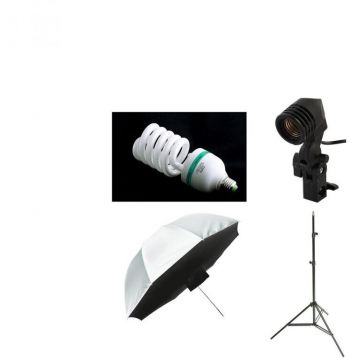 Generic Kit lumini videochat cu bec si umbrela tip softbox difuzie fata 84cm