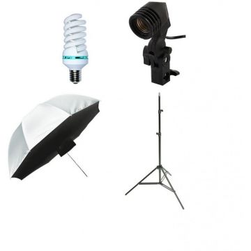 Generic Kit lumini videochat cu bec si umbrela tip softbox difuzie fata 92cm
