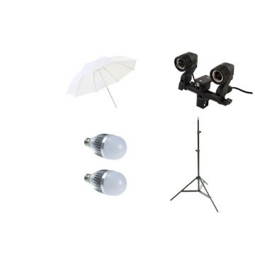 Generic Starter kit lumini videochat cu 2 becuri si umbrela de difuzie 84cm