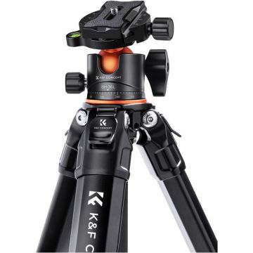 K&F Concept Trepied pentru cameră K&F Concept din aluminiu de 70″ M1+BH-36L – încărcare 15 kg, portabil și flexibil KF09.105V1, Negru