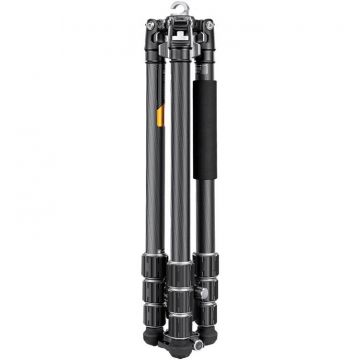 K&F Concept Trepied profesional din fibră de carbon de 68''/1.7m, capacitate 16KG/35.2lbs cu cap sferic metalic de 36mm, X284C4+BH-36