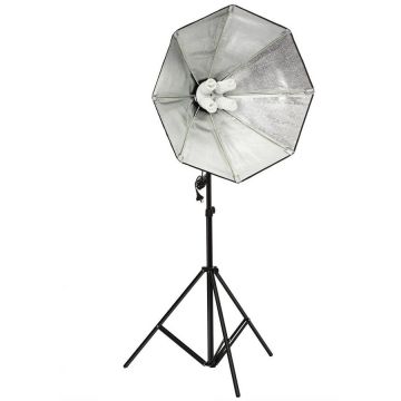 OEM Kit suport pentru 4 becuri cu fasung E27 + softbox octogonal 85cm + stativ+ 4 becuri