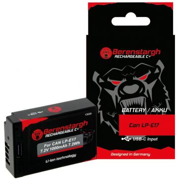 Patona Acumulator Patona Berenstargh LP-E17 1000mAh cu port de incarcare Type-C replace Canon EOS 760D 8000D M3 T6i - 13526