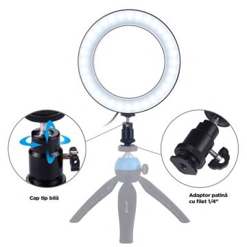 Puluz Lampa circulara pe usb Puluz 9cm