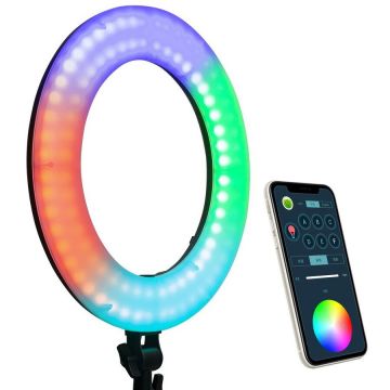 Weeylite Lampa circulara Weeylite WE-10S RGB LED cu temperatura reglabila 2500K-8500K si telecomanda Wireless