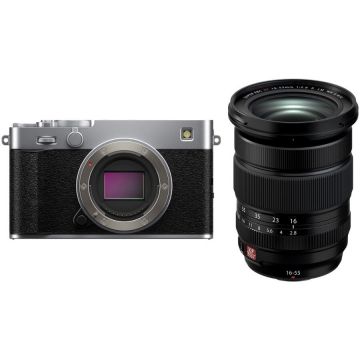 FUJIFILM Aparat Foto Mirrorless Fujifilm X-E5, 40MP, 6K + Obiectiv XF 16-55mm F2.8 R LM WR II, Argintiu
